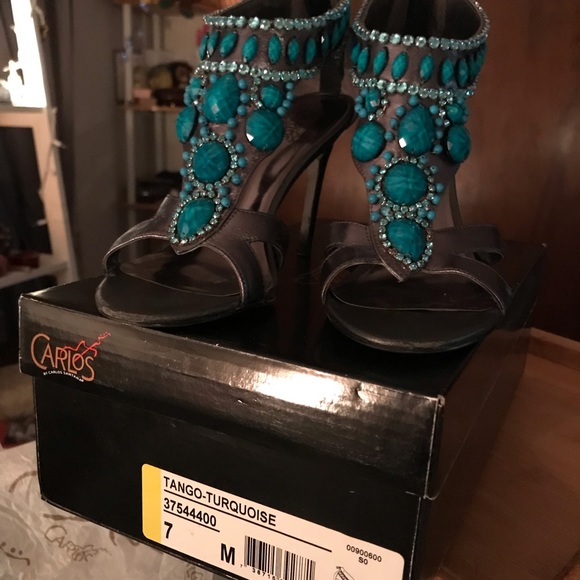 Carlos by Carlos Santana Tango Turquoise Sandals - Picture 2 of 5
